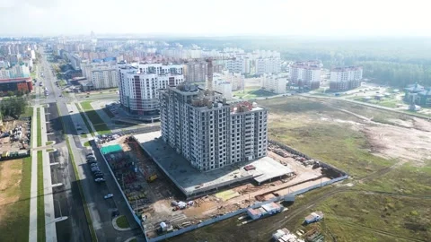 Monolithic frame construction of the building. Solid walls of concrete. Stock Footage 218731333