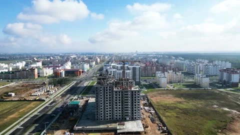 Monolithic frame construction of the building. Solid walls of concrete. Stock Footage 218731467