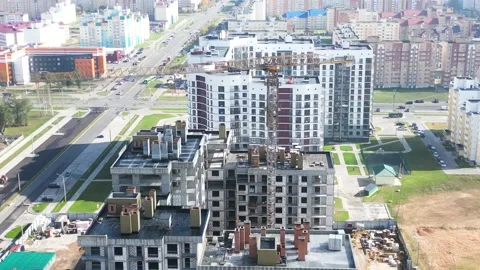 Monolithic frame construction of the building. Solid walls of concrete. Stock Footage 218731468