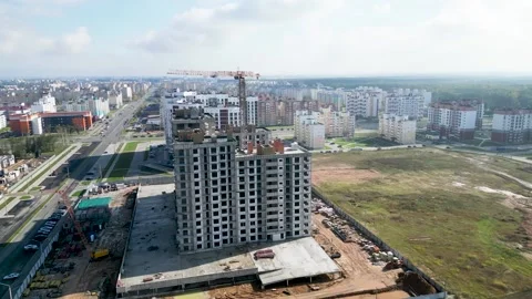 Monolithic frame construction of the building. Solid walls of concrete. Stock Footage 218731900
