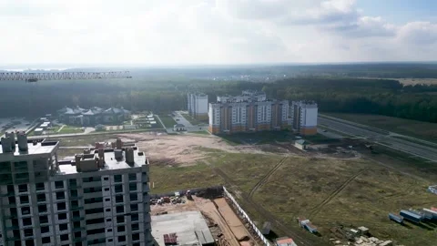 Monolithic frame construction of the building. Solid walls of concrete. Stock Footage 218732117