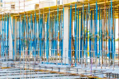 Monolithic frame construction of the building. Solid walls of concrete. The f Stock Photos