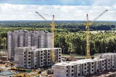 Monolithic frame construction of the building. Solid walls of concrete. Photos