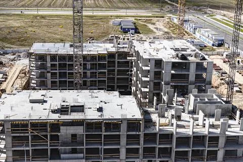 Monolithic frame construction of the building. Solid walls of concrete. Foto stock