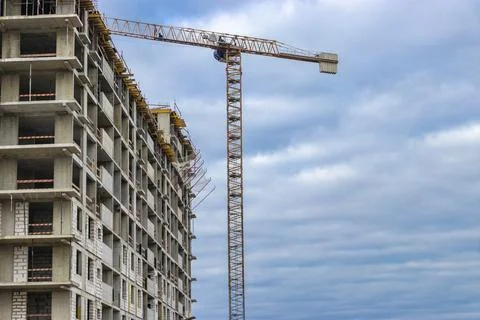 Monolithic frame construction of the building. Solid walls of concrete. Foto stock