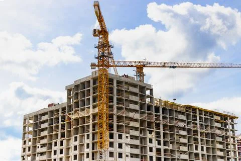 Monolithic frame construction of the building. Solid walls of concrete. Foto stock