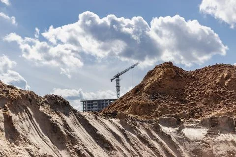Monolithic frame construction of the building. Solid walls of concrete. 스톡 사진