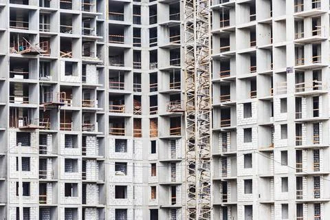 Monolithic frame construction of the building. Solid walls of concrete. Foto stock