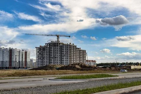 Monolithic frame construction of the building. Solid walls of concrete. The f 스톡 사진