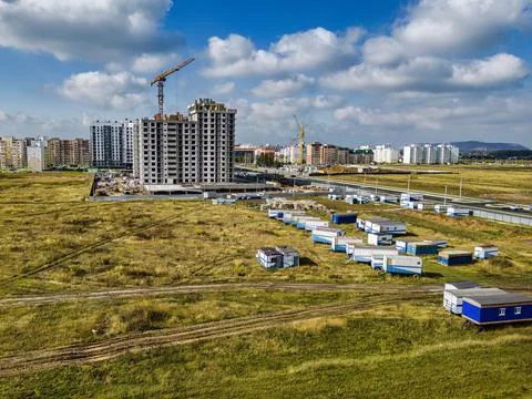 Monolithic frame construction of the building. Solid walls of concrete. Shoot Stock Photos