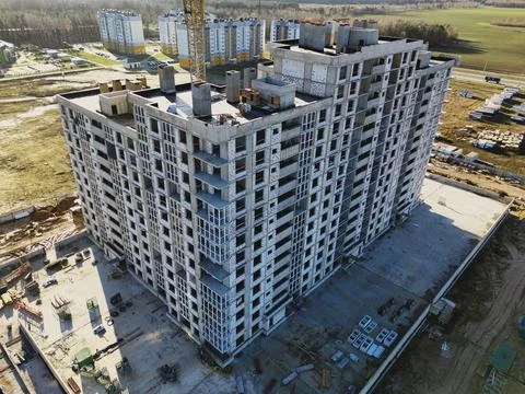 Monolithic frame construction of the building. Solid walls of concrete. Sho.. Photos