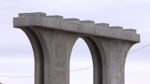 Monolithic structural elements and scaffolding at bridge construction Stock Footage 316517395