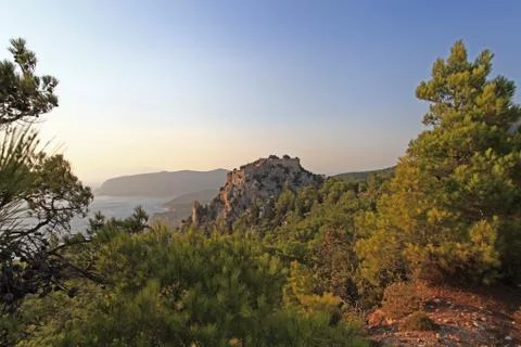 Monolithos castle Stock Photos