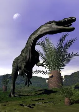 Monolophosaurus dinosaur roaring - 3D render Stock Illustration
