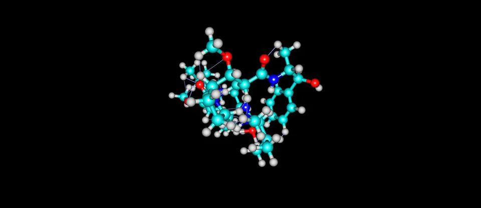 Monomethyl auristatin E molecular structure isolated on black Stock Illustration