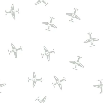 Monoplane airplane aircraft glyph vector seamless pattern Stock Illustration