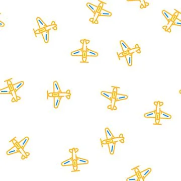 Monoplane airplane aircraft vector seamless pattern Stock Illustration