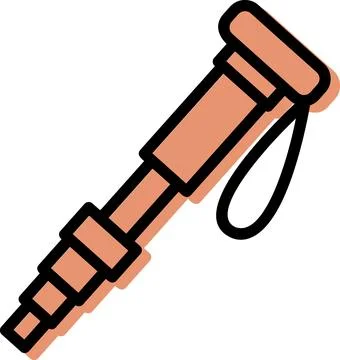 Monopod Camera Pole Flat Design Illustration 스톡 일러스트