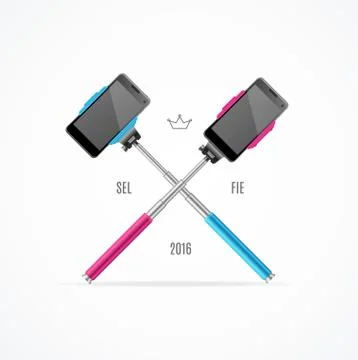 Monopod Selfie Sign. Vector Illustrazione stock