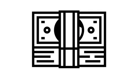 Monopoly banknotes pack line icon animation Stock Footage 164584201