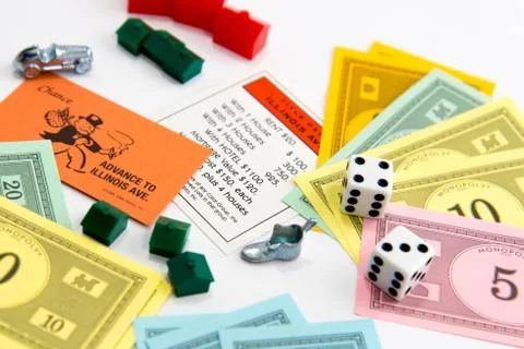 Monopoly board game in play Stock Photos