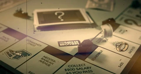 Monopoly board game. Playing Monopoly Old Vintage Film Look Stock Footage 122406410