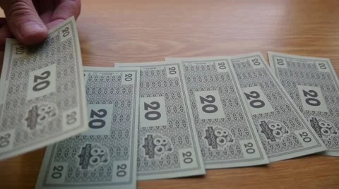Monopoly Money Counting 20 Stock Footage 68973674