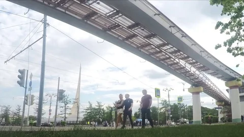 Monorail And Auto traffic In The City Timelapse 스톡 동영상 79808853
