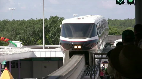 Monorail Approaching Station Stock Footage 267033