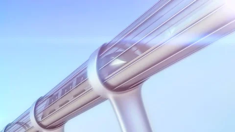 Monorail futuristic train in tunnel. 3d rendering Stock Footage