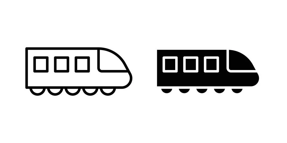 Monorail icon solid, line, and editable vector set. 스톡 일러스트