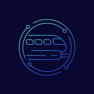 Monorail icon, thin line vector Stock Illustration