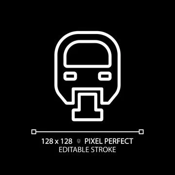 Monorail pixel perfect white linear icon for dark theme Stock Illustration