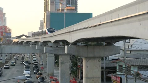 Monorail train and traffic Stock Footage 272977110