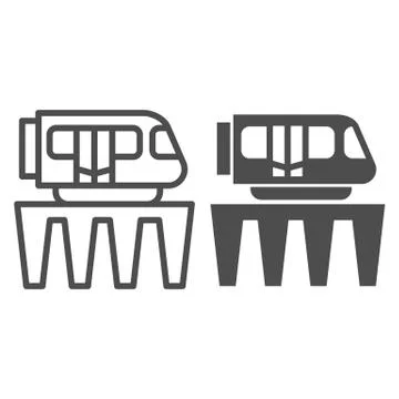 Monorail train line and solid icon, Public transport concept, Monorail subway Stock Illustration