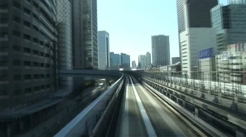 Monorail train outbound from Tokyo time-lapse Video stock 7905604