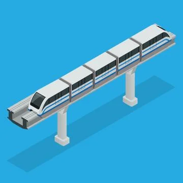 Monorail train. Sky Train. Vector isometric illustration of a Sky Train. Stock Illustration