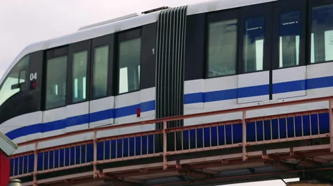 Monorail train. Sunny day Stock Footage 66099795