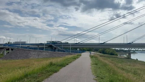 Monostor Bridge Komarom Hungary Stockbeeldmateriaal 342501874