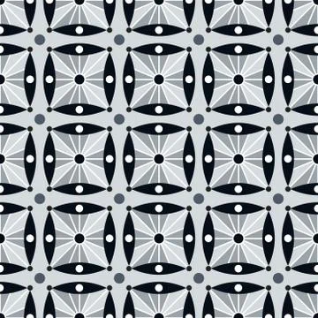 Monotone color patterns flowers and abstract decorative elements design Stock Illustration