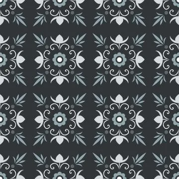 Monotone color patterns with flowers Stock Illustration
