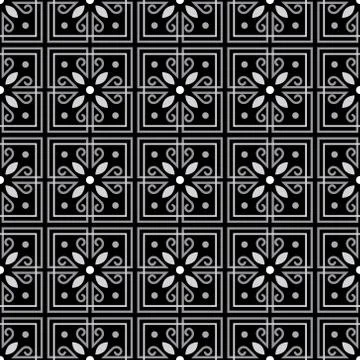 Monotone color patterns with flowers Stock Illustration