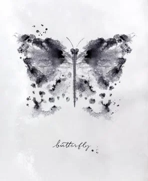 Monotype butterfly black Stock Illustration