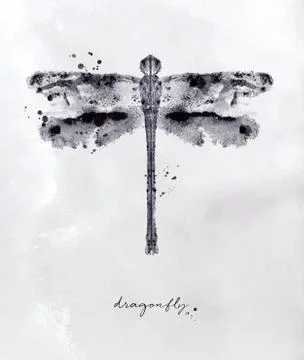 Monotype dragonfly black Stock Illustration