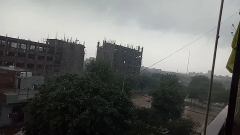 Monsoon Rain Balcony View. Stock Footage 119008714