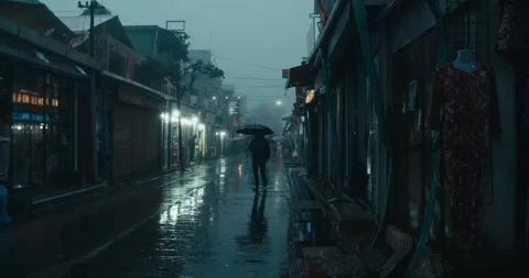 Monsoon Rain in India Stockbeeldmateriaal 304316922