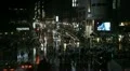 Monsoon Rainy Evening Night Lights Crowd Walk Street Pedestrians Crossing Tokyo HD Footage