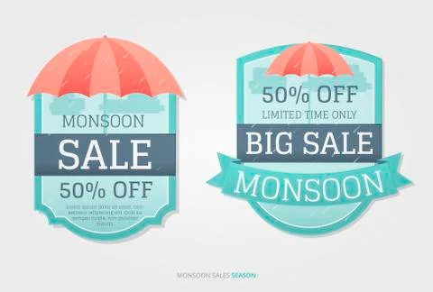 Monsoon sales tag vector design Stock-Illustration