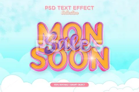 Monsoon season sale text effect PSD Template