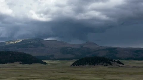 Monsoon Storm Clouds Rolling Above Mountains in New Mexico Time Lapse Stock Footage 135088983